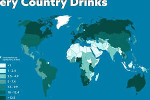 一张图看尽世界各国人民的酒量