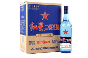 43度北京红星蓝瓶二锅头酒绵柔8陈酿6瓶整箱价格？