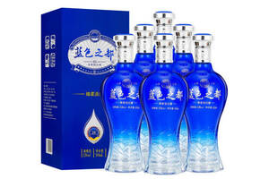 52度江苏洋河镇蓝色之都绵柔淡雅浓香型白酒500mlx6瓶整箱价格？