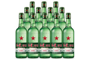 43度北京红星二锅头酒绿瓶大二清香型白酒12瓶整箱价格？
