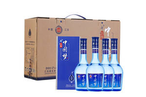 42度洋河镇龙瓷3A级中国梦酒蓝雅500mlx4瓶整箱价格？