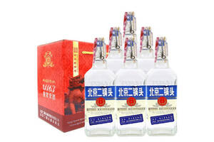 42度永丰牌北京二锅头出口小方瓶经典蓝标500mlx6瓶整箱价格？