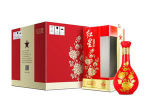52度北京红星百年酒红瓶富贵花开红瓷瓶6瓶整箱价格？