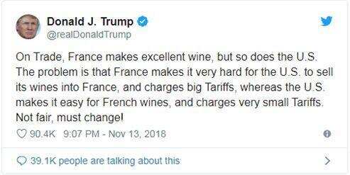 美国总统川普吐槽法国葡萄酒关税，只对了一半