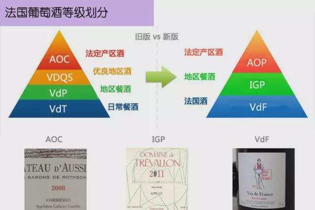 法国葡萄酒分级中的 AOC、AOP 和 IGP 分别是什么？