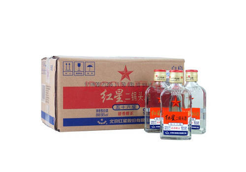 56度北京红星二锅头酒小二白扁瓶100mlx24瓶整箱价格？