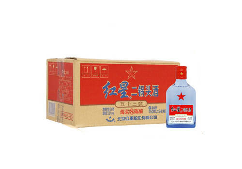 53度北京红星二锅头酒绵柔八年陈酿150mlx24瓶整箱价格？