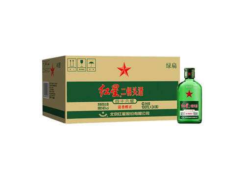 46度北京红星二锅头酒小绿瓶100mlx24瓶整箱价格？
