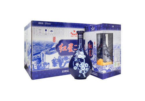 52度北京红星二锅头酒蓝花瓷珍品6瓶整箱价格？
