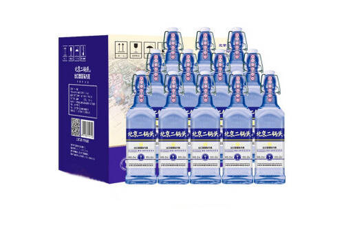 42度华都北京二锅头酒出口型国际小方瓶蓝瓶12瓶整箱价格？