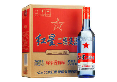 53度北京红星二锅头酒绵柔8陈酿蓝瓶6瓶整箱价格？
