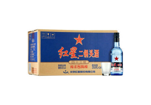 43度北京红星二锅头酒蓝瓶250mlx24瓶整箱价格？