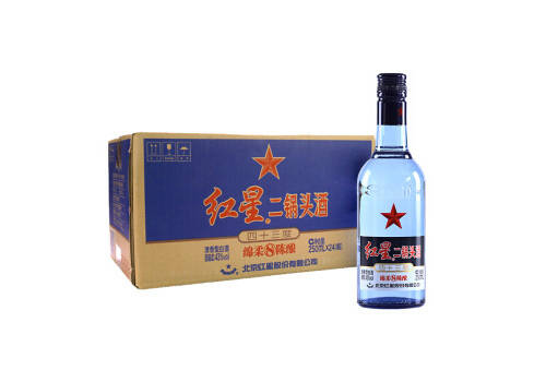 43度北京红星二锅头酒蓝瓶绵柔8陈酿250mlx24瓶整箱价格？