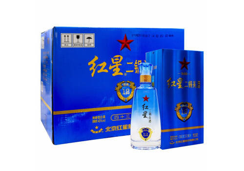 43度北京红星二锅头酒蓝盒12清香型白酒6瓶整箱价格？