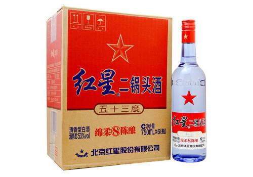 53度北京红星二锅头酒蓝瓶6瓶整箱价格？