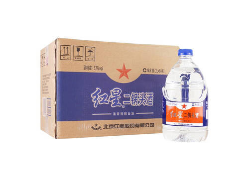 52度北京红星二锅头酒2Lx6桶整箱价格？