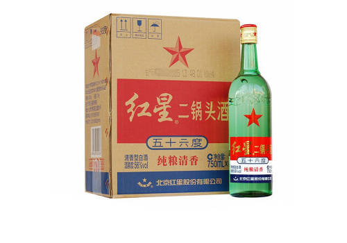 56度北京红星二锅头酒新版大绿瓶6瓶整箱价格？
