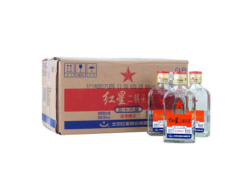 56度北京红星二锅头酒白扁100mlx24瓶整箱价格？