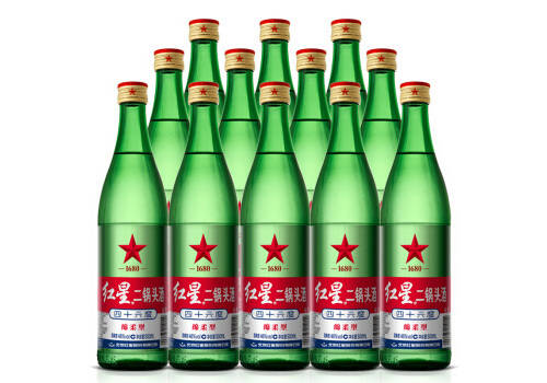 46度北京红星二锅头酒大二绵柔型白酒12瓶整箱价格？