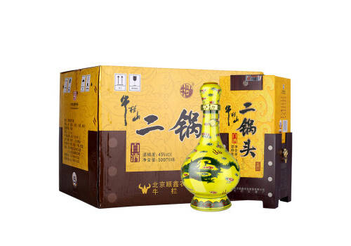 45度牛栏山二锅头黄瓷瓶经典黄龙装白酒500mlx6瓶整箱价格？