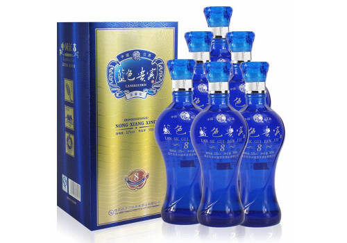 52度江苏洋河镇蓝色贵宾8年陈酿绵柔浓香型白酒500mlx6瓶整箱价格？