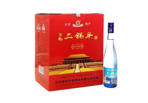 43度京都二锅头金标蓝瓶500mlx4瓶整箱价格？