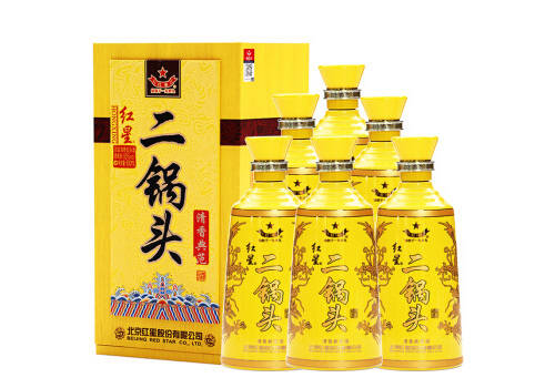 53度北京红星二锅头酒清香典范黄龙黄盒6瓶整箱价格？