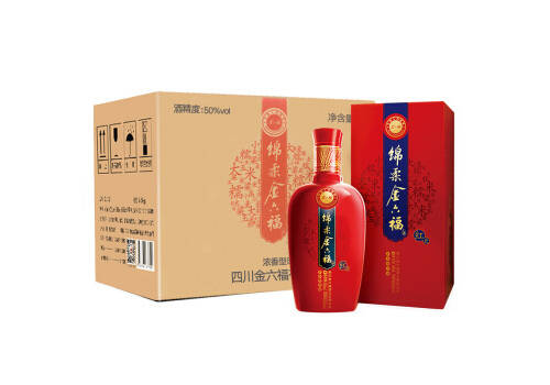 50度金六福绵柔红瓷白酒6瓶整箱市场价多少钱？