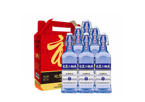 42度华都北京二锅头酒出口型国际小方瓶蓝瓶6瓶整箱价格？