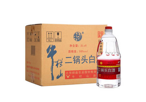56度牛栏山北京二锅头白酒2000mlx6桶整箱价格？