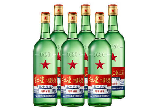 56度北京红星二锅头绿瓶大二清香型白酒750mlx6瓶整箱价格？