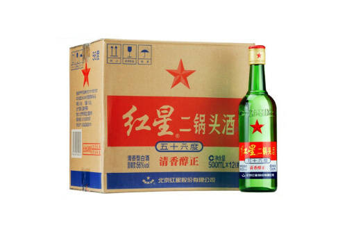56度北京红星二锅头酒绿瓶12瓶整箱价格？