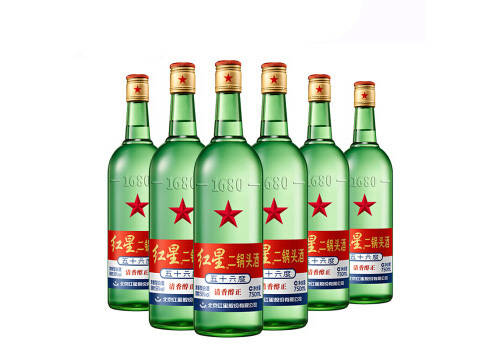 56度北京红星大二锅头酒绿瓶6瓶整箱价格？