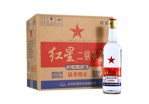 56度北京红星二锅头酒特制大二白瓶12瓶整箱价格？