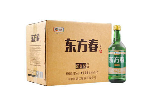 42度中粮东方春金标绿瓶浓香型白酒500mlx12瓶整箱价格？