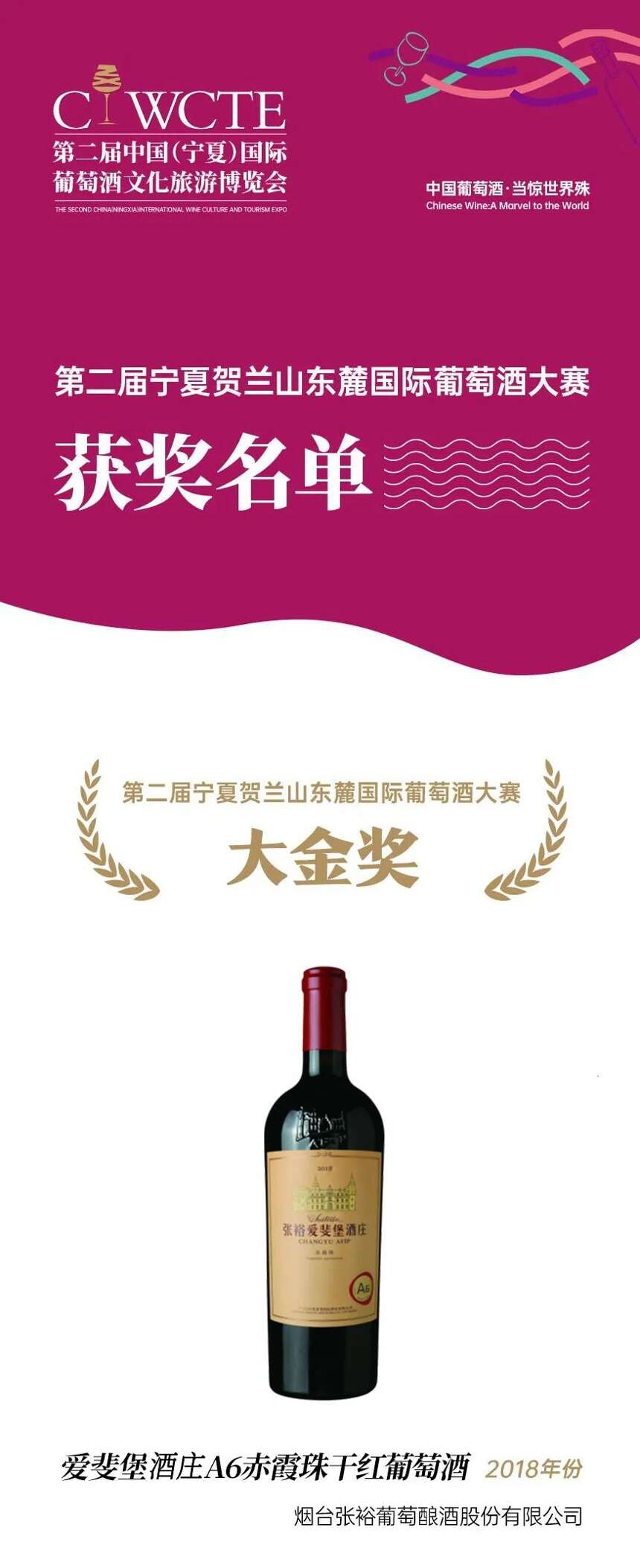 大金奖！张裕斩获中国（宁夏）国际葡萄酒大赛10枚奖牌